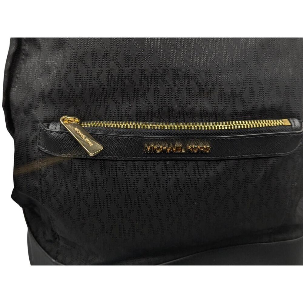 NWT Michael Kors Morgan Medium Black Signature Jacquard & Leather Trim Backpack‎ - Picture 5 of 11